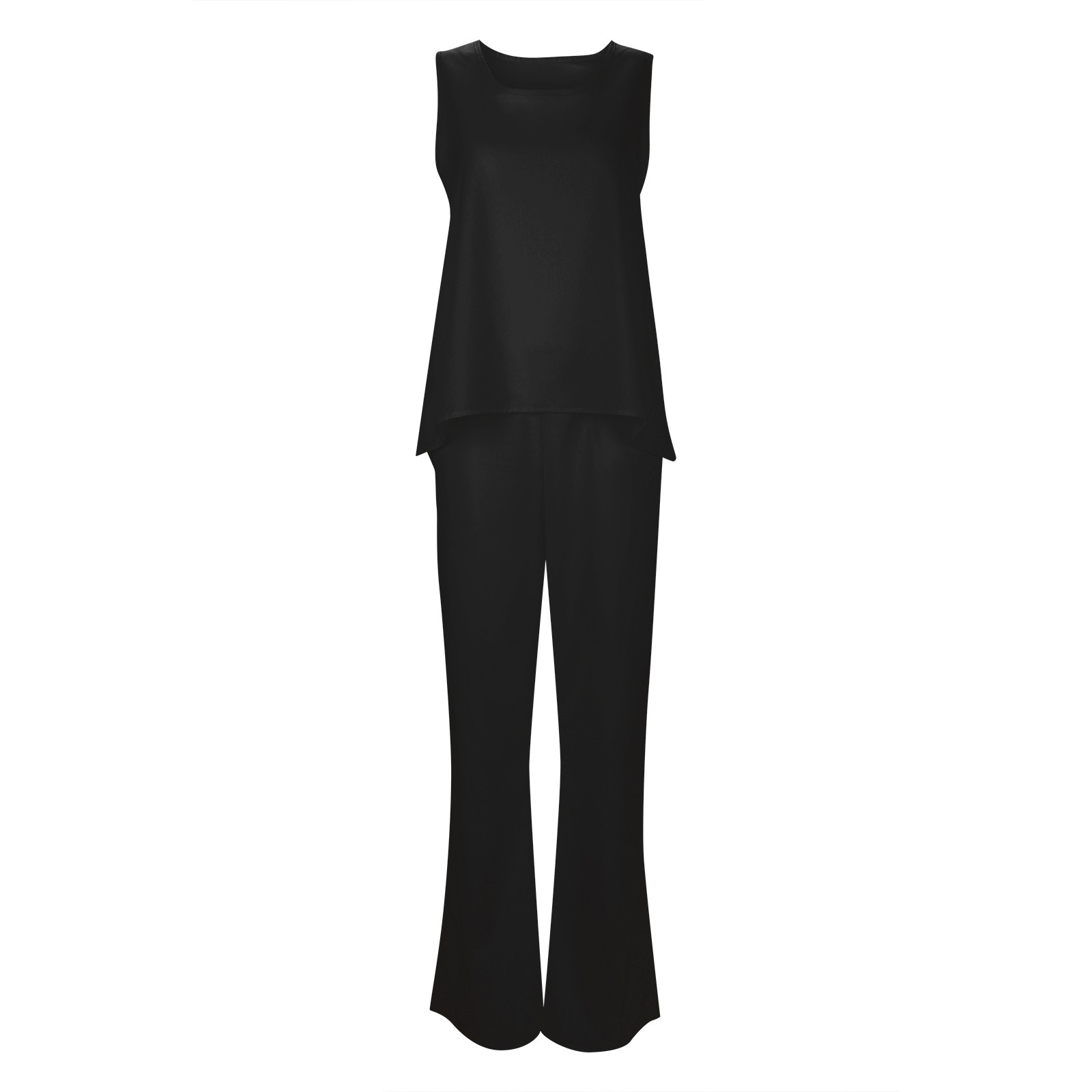 thumbnail image 4 of Conjunto de dos piezas para mujer: chaleco y pantalones anchos - Poliéster, estilo boho informal, sin mangas, cintura elástica, tallas S-XXL, para todas las estaciones, 4 of 5